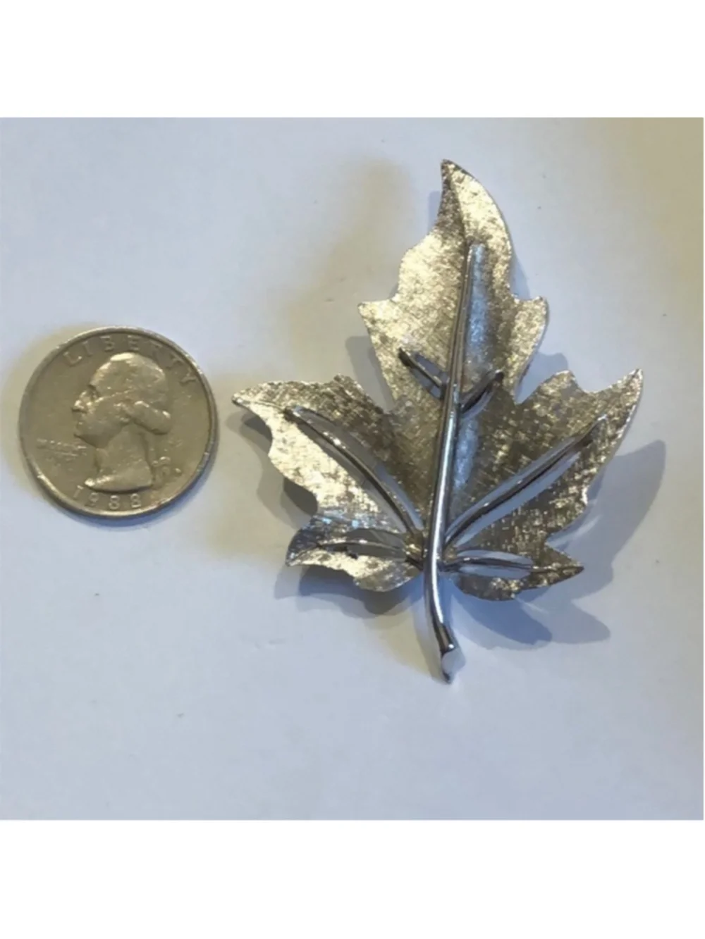 Marcel Boucher 977 Signed Silver Tone Leaf Brooch Shoulder Pin